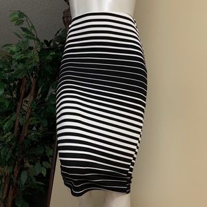 2/$20 Brat Star Black White Striped Pencil Midi Skirt XS